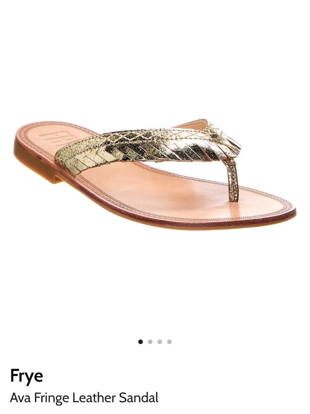 FRYE AND CO. Ava Fringe Leather Thong Sandal - Metallic Gold